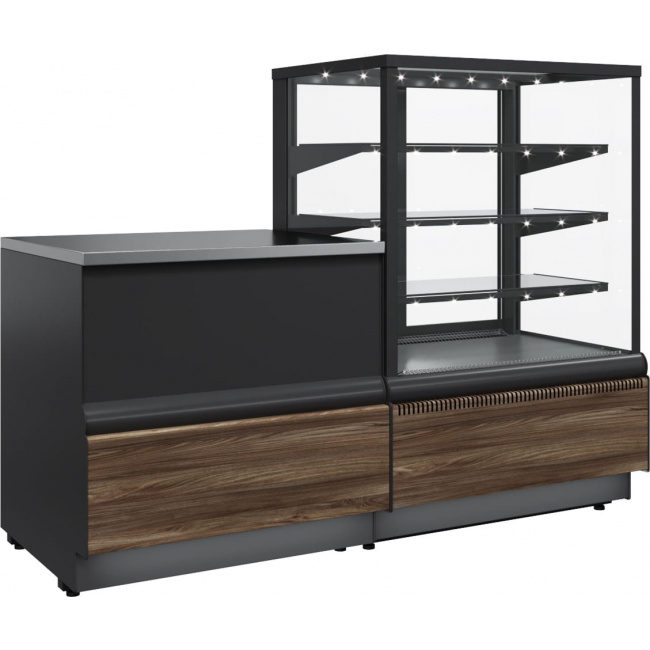 Кондитерская витрина Carboma ВХСв-0,9д CUBE STANDARD ЛЮКС (KC70 VV 0,9) Техно (9006-9005), фото 2