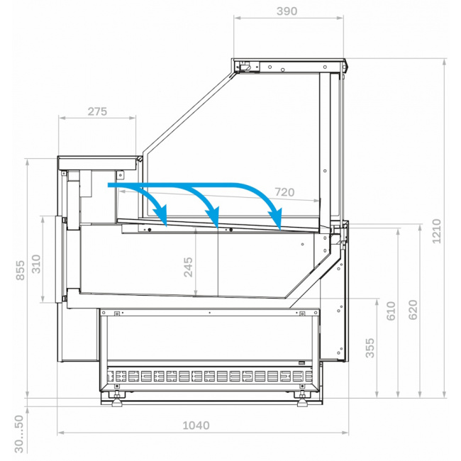 Холодильная витрина Carboma BAVARIA 4 GC110 SV 1,25-1 2.0 без боковин, фото 3