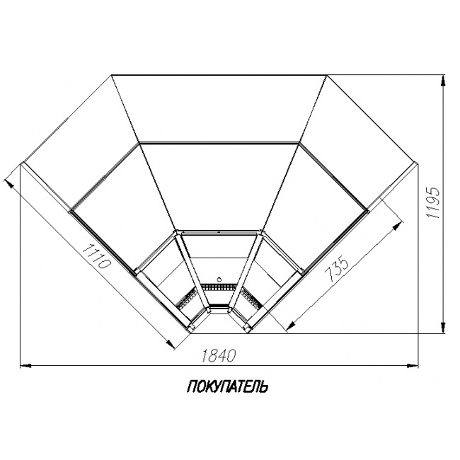 Холодильная витрина Carboma BAVARIA 2 GC110 VM-6 (ВХСу-2) динамика без боковин (внутренний угол 90), фото 4