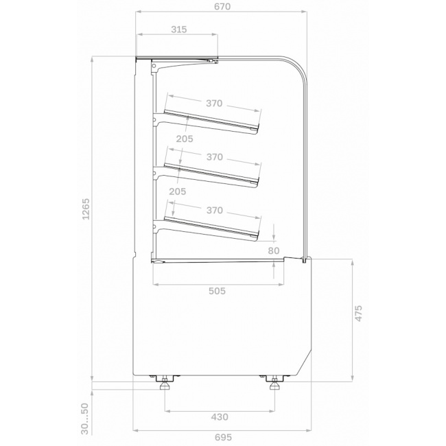 Хлебная витрина Carboma RADIUS LIGHT KR70 N 1,3-1 Черный / бронза (9005-0109), фото 2