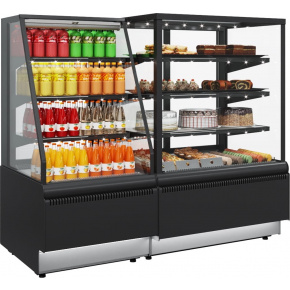 Кондитерская витрина Carboma CUBE STANDARD KC70 VM 0,9-2 открытая Техно (9006-9005), фото 3
