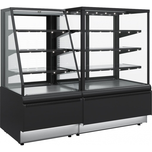 Кондитерская витрина Carboma CUBE STANDARD KC70 VM 1,3-2 открытая Техно (9006-9005), фото 2