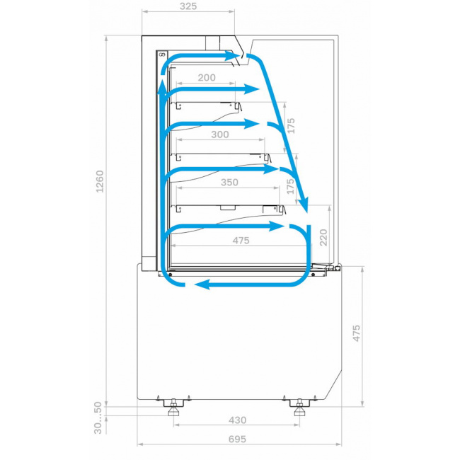 Холодильная горка Carboma CUBE 2 STANDARD KC70 VM 1,3-2 2.0 (прямые боковины) Черный-бронза (9005-0109), фото 2
