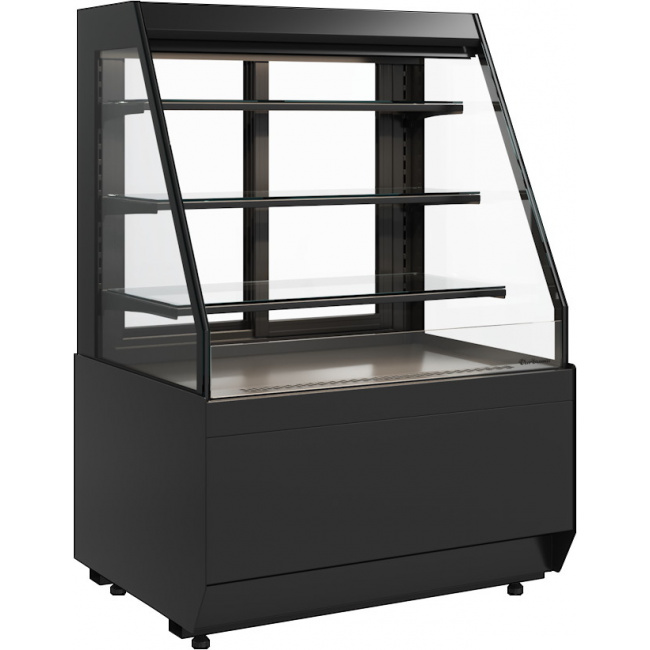 Кондитерская витрина Carboma CUBE 2 STANDARD KC70 VM 0,9-2 2.0 (скошенные боковины) Техно (9005), фото 1
