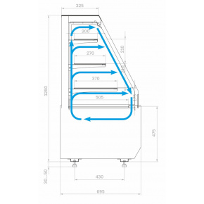 Кондитерская витрина Carboma CUBE 2 STANDARD KC70 VM 0,6-2 2.0 (скошенные боковины) Техно (9005), фото 2