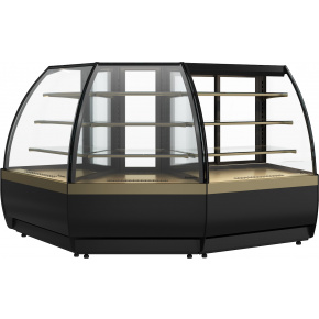 Кондитерская витрина Carboma FLANDRIA 2 STANDARD K70 VV-3 2.0 (внешний угол 45) Черный-бронза (9005-0109), фото 2