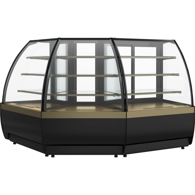 Кондитерская витрина Carboma FLANDRIA 2 STANDARD K70 VV-3 2.0 (внешний угол 45) Черный-бронза (9005-0109), фото 3