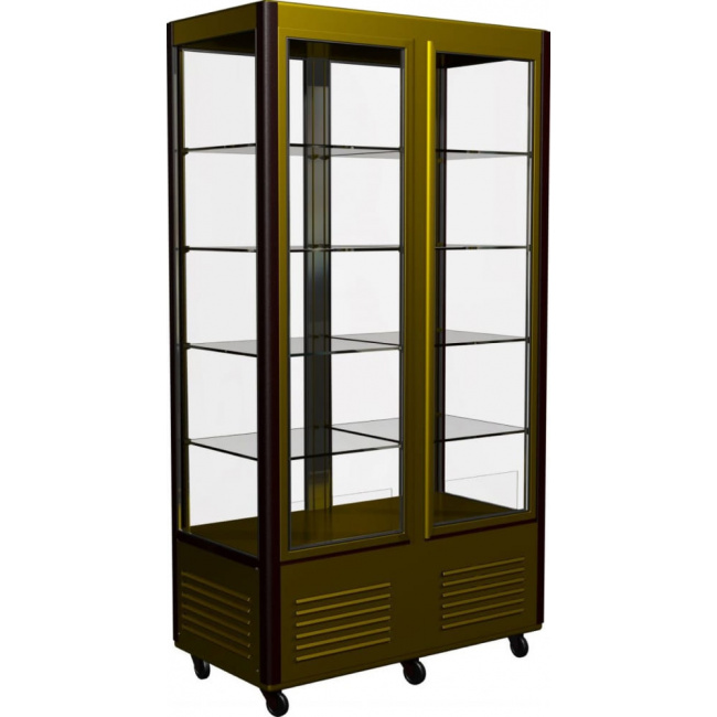 Шкаф холодильный Carboma D4 VM 800-1 (R800C) (0109-0102 (коричн-золот) 4 дв, решетки), фото 1