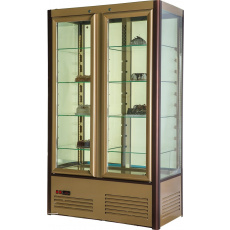 Шкаф холодильный Carboma D4 VM 800-1 (R800C) (0109-0102 (коричн-золот) 4 дв, решетки), фото 2