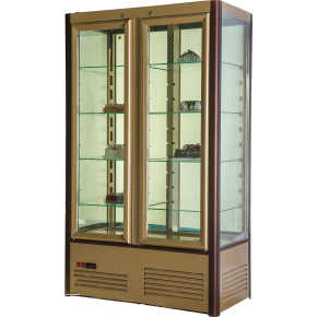 Шкаф холодильный Carboma D4 VM 800-1 (R800C) (0109-0102 (коричн-золот) 4 дв, решетки), фото 2