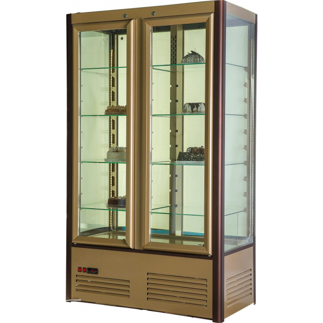 Шкаф холодильный Carboma D4 VM 800-1 (R800C) (0109-0102 (коричн-золот) 4 дв, решетки), фото 2